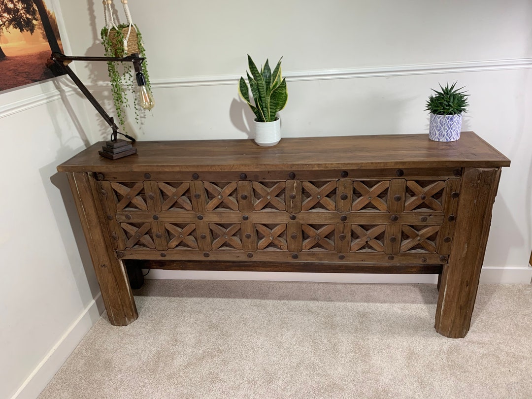 Large Reclaimed Temple Mango Wood Hall Table Etsy UK