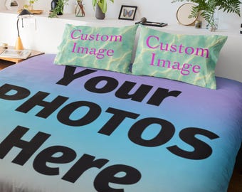 Custom Bedding Set with Your Photo image, Personalized bedding set, Custom Bedding 3pcs Sets, Custom Photo Duvet Cover Set, bedroom decor