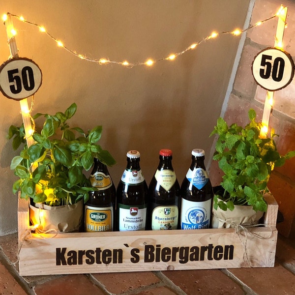 Biergarten personalisiert als Geschenk für Männer Geburtstag, Gartenparty, Ruhestand