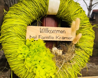Infinity Wreath, Türkranz personalisiert zu Ostern, Frühlingskranz grün, Osterkranz, Kranz, Wandkranz