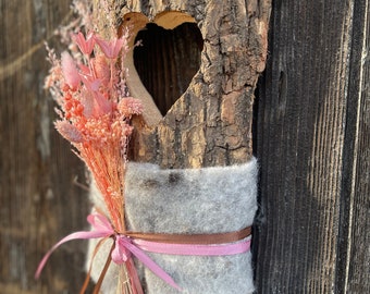 Türdeko Frühling Wanddeko aus Holz mit Herz in deiner Wunschfarbe, Ostern, Landhausstil, Pink, Lila,