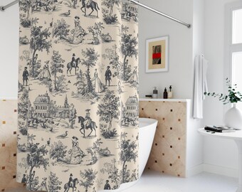 Cortina de ducha vintage con estampado floral: elegante decoración de baño estilo rústico