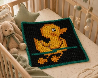 Patrón de crochet para manta de bebé con patito de goma
