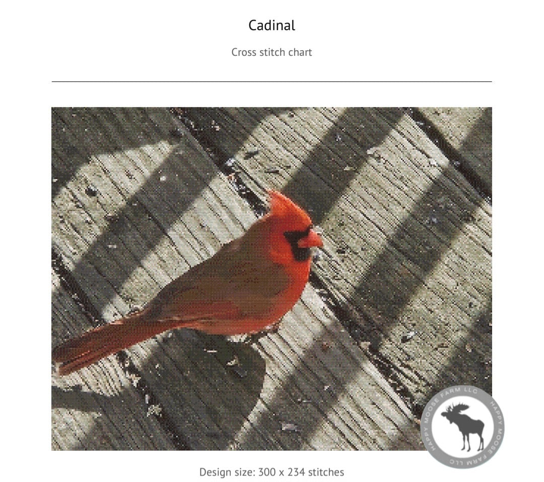 Cardinal Cross-stitch Pattern - Etsy