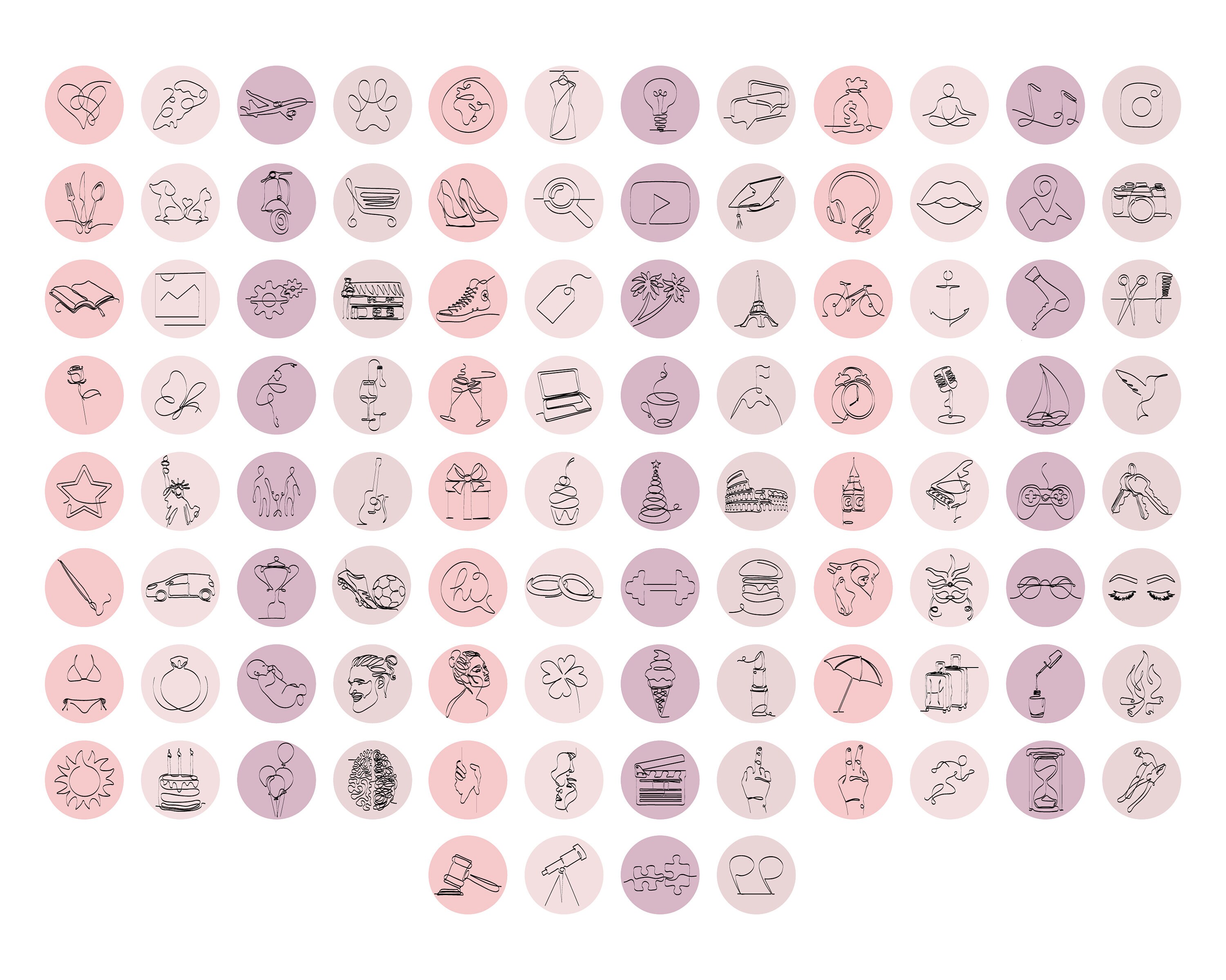 100 Instagram Highlights Instagram Icons Line Drawing Icons | Etsy