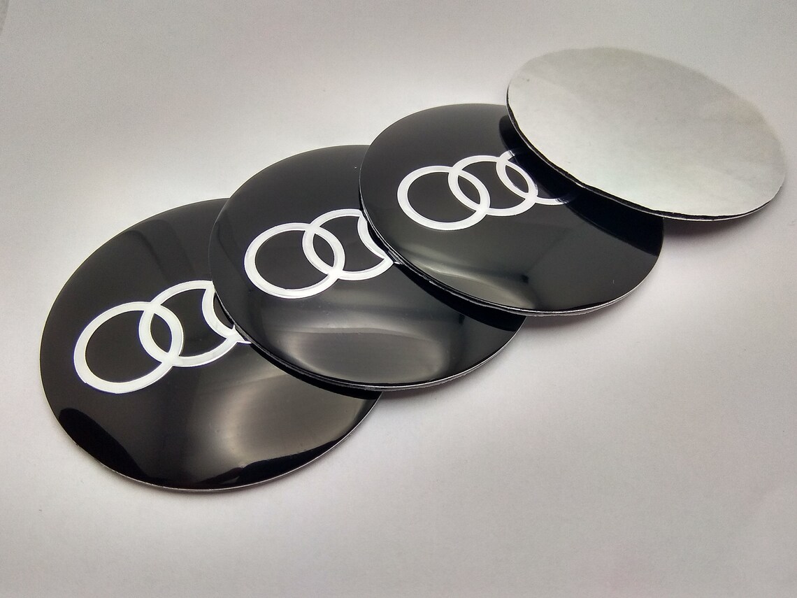Car Wheel Center Caps Stikers Metal Stickers Audi Black 56mm Etsy