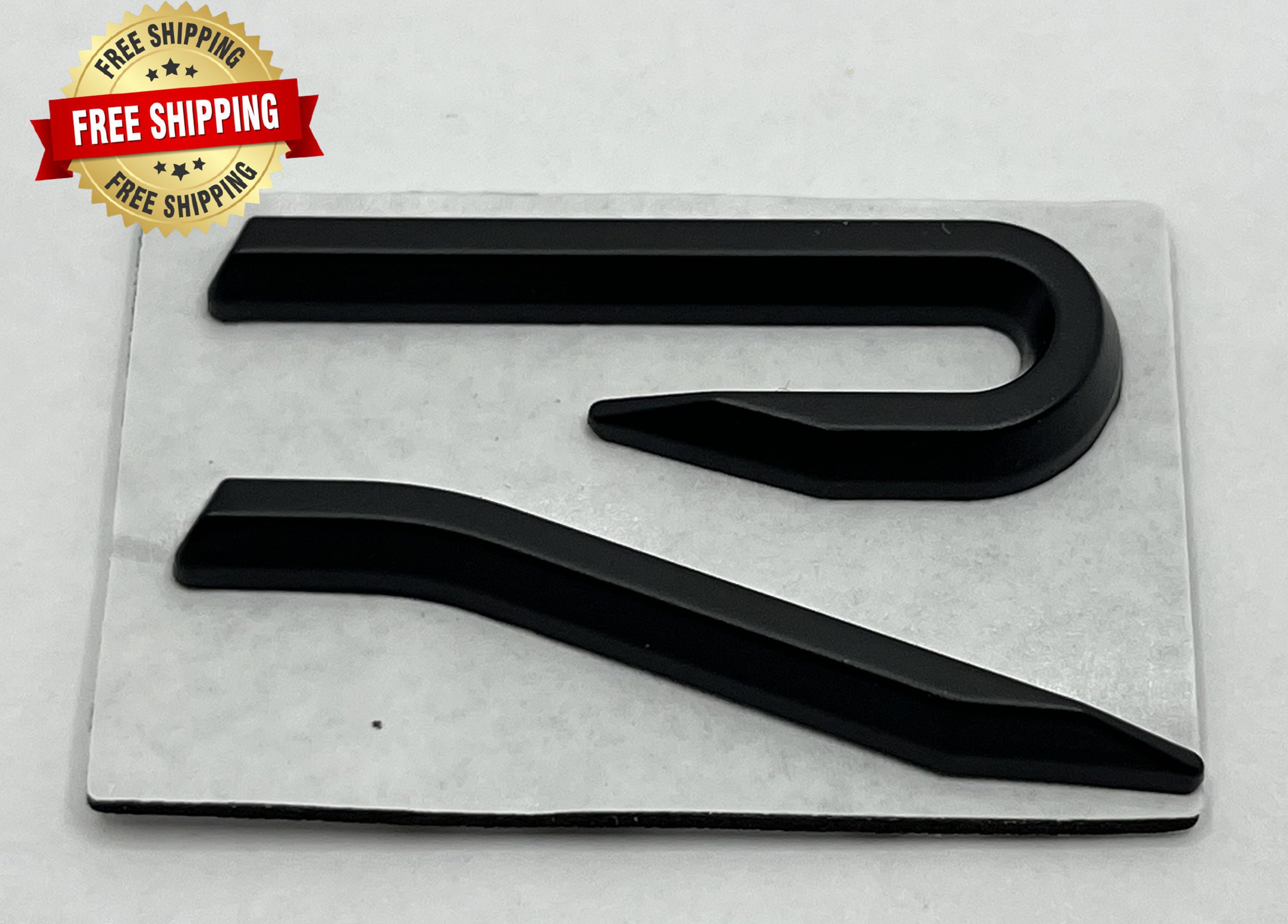 Black & Chrome VW R Line Badge Emblem LOGO Stick On 30mm x 65mm R-Line  *READ*