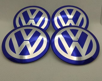 65mm 4Pcs Wheel Center Hub Caps Blue /& Chrome Fit Vw Car Emblems Logo Badge