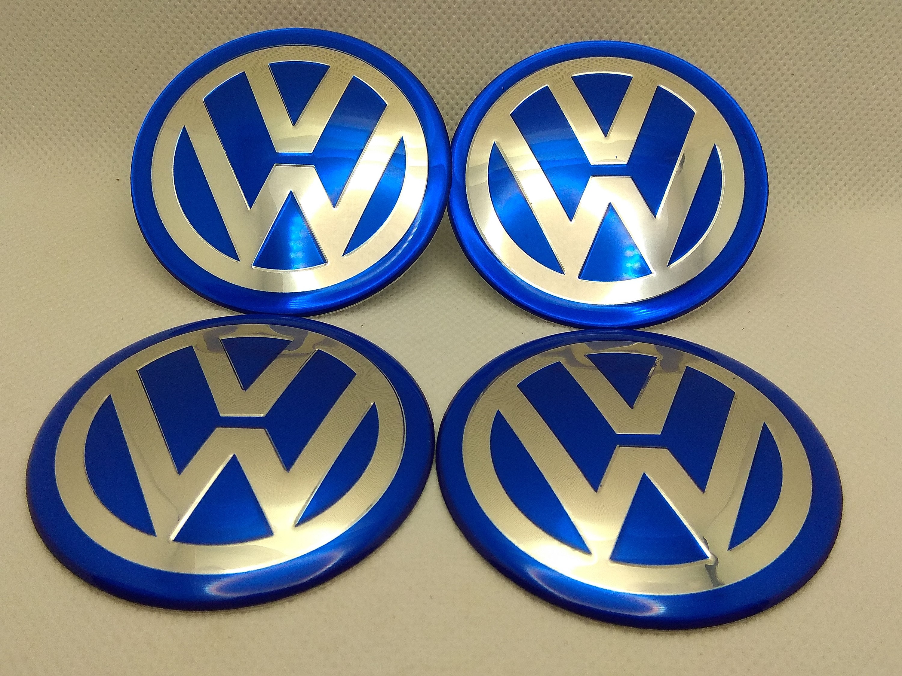 65mm/2.56inch 4pcs Blue VOLKSWAGEN VW Wheel Center Hub Caps Metal Stickers