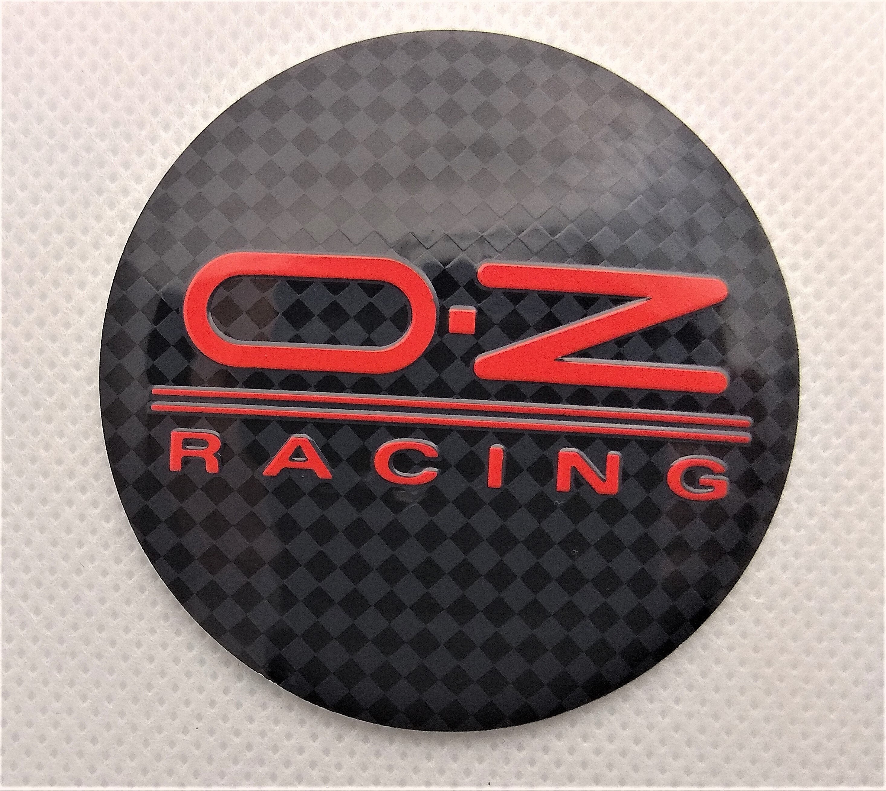 4pcs X 56mm 2.20inch OZ Racing Wheel Centre Caps Stickers BLACK / RED ...