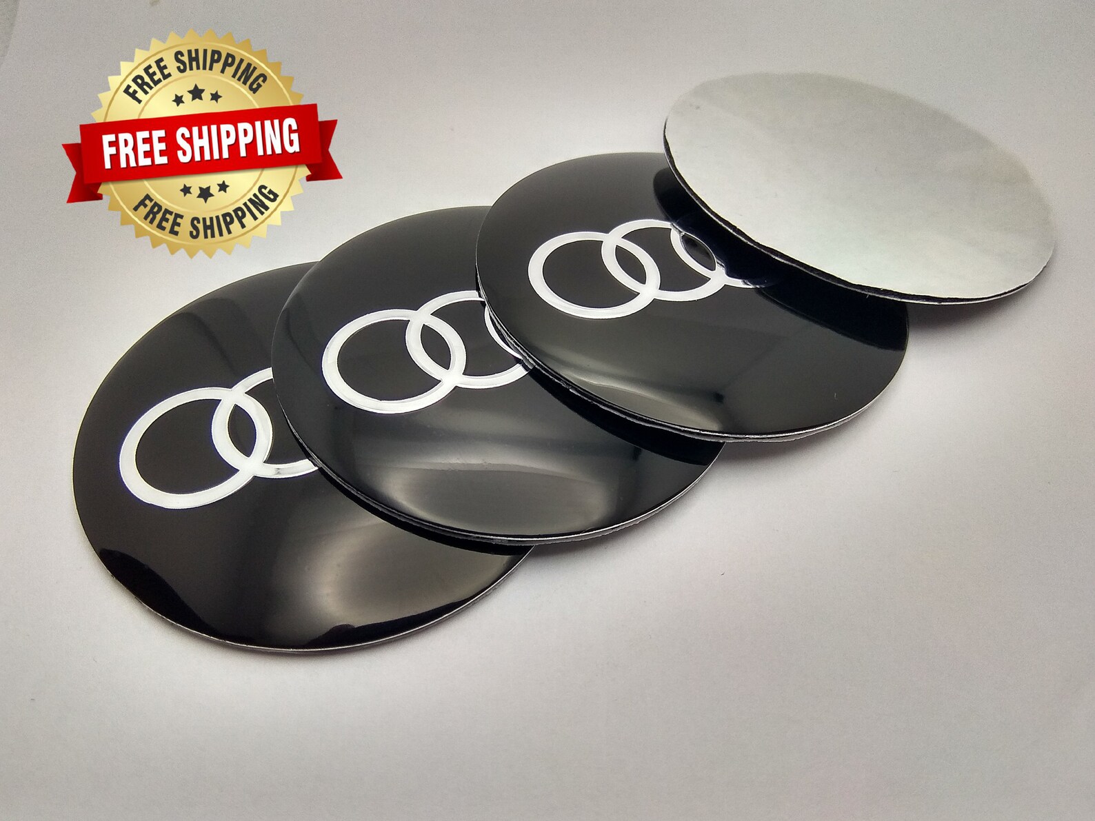 Car Wheel Center Caps Stikers Metal Stickers Audi Black 56mm Etsy
