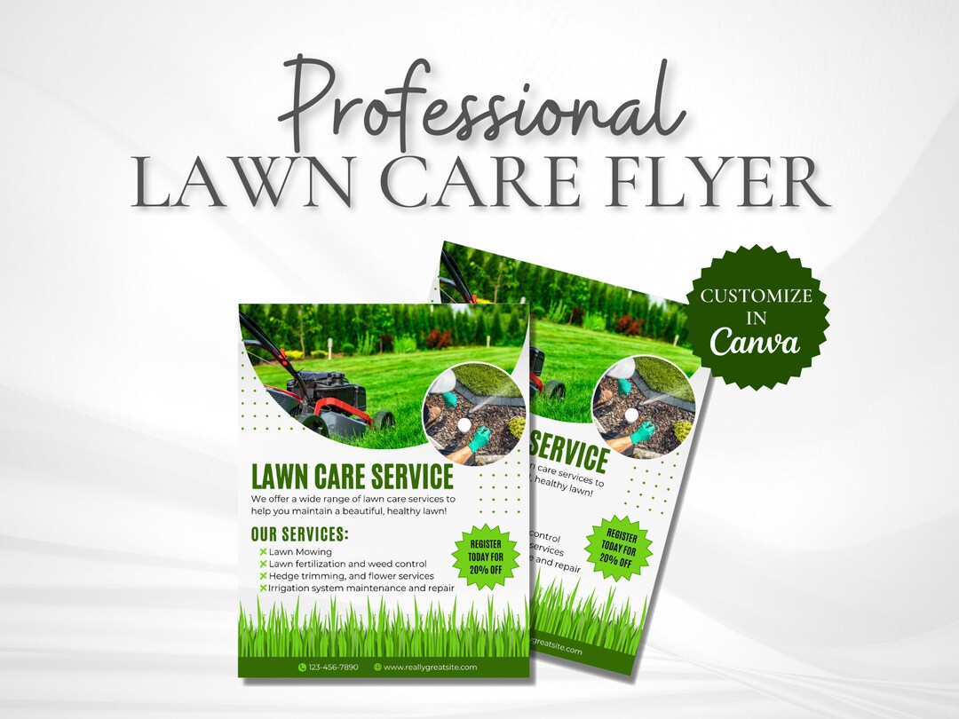 Lawn Care Service Flyer Template Customizable in Canva, Small Business ...