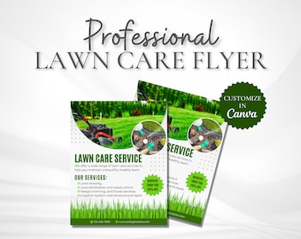 Plantilla de folleto de servicio de cuidado del césped personalizable en Canva, pequeñas empresas y emprendedores, folleto profesional de cuidado del césped, folleto de paisajismo