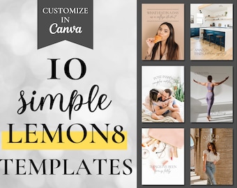 Lemon8 Templates Customizable in Canva, Simple Lemon8 Posts, Social Media Post Templates, Content Creator and Influencer Templates