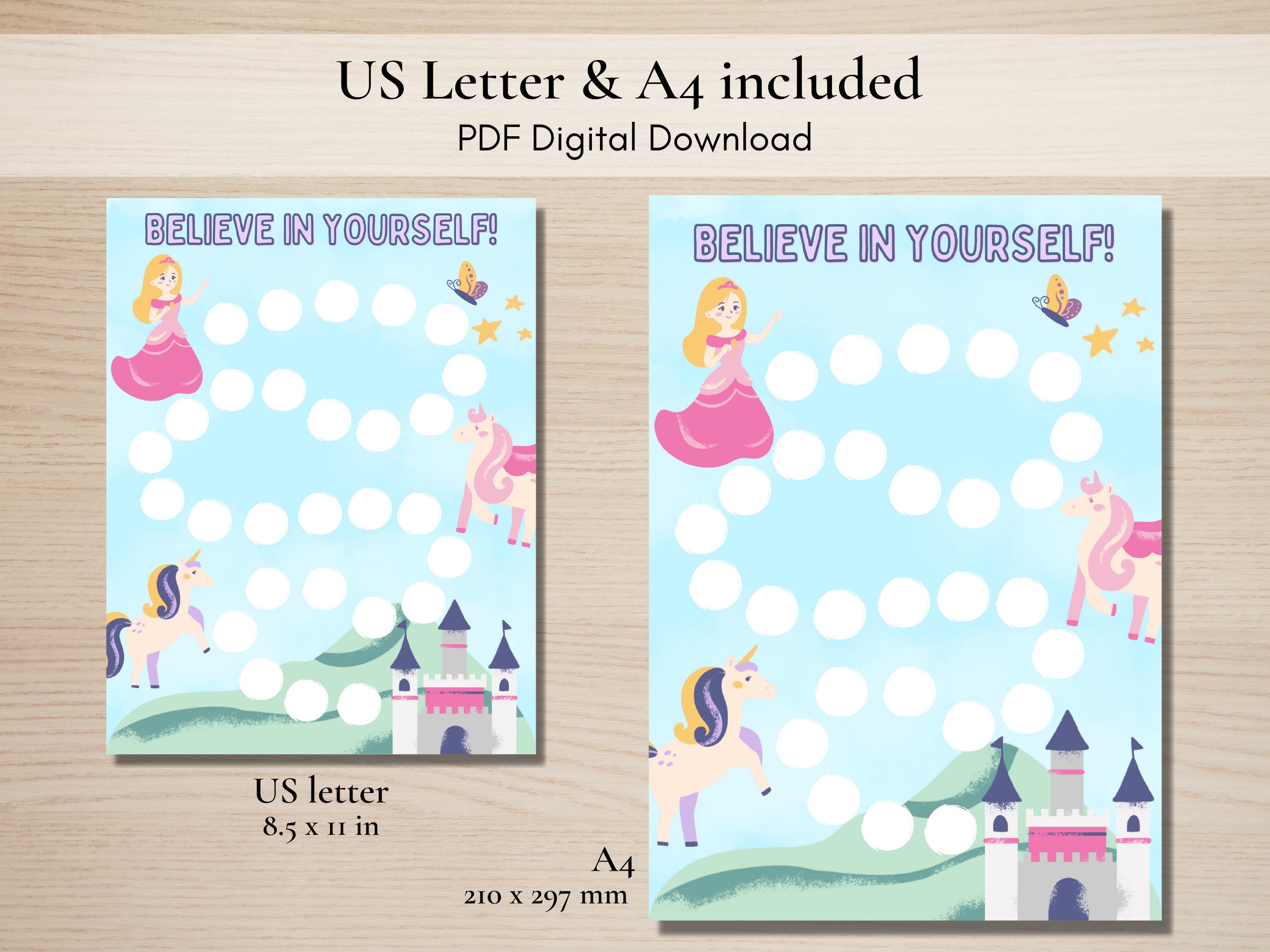Princess Sticker Chart, Printable Princess Reward Chart, Girls Potty