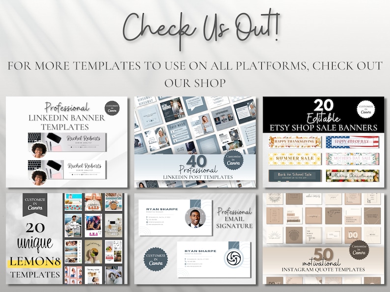 Simple Black and White Linkedin Banners Customizable in Canva