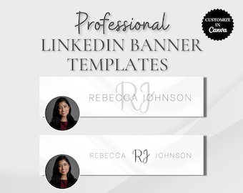 Banners simples de LinkedIn en blanco y negro personalizables en Canva, plantilla de encabezado personalizada para un perfil minimalista de LinkedIn