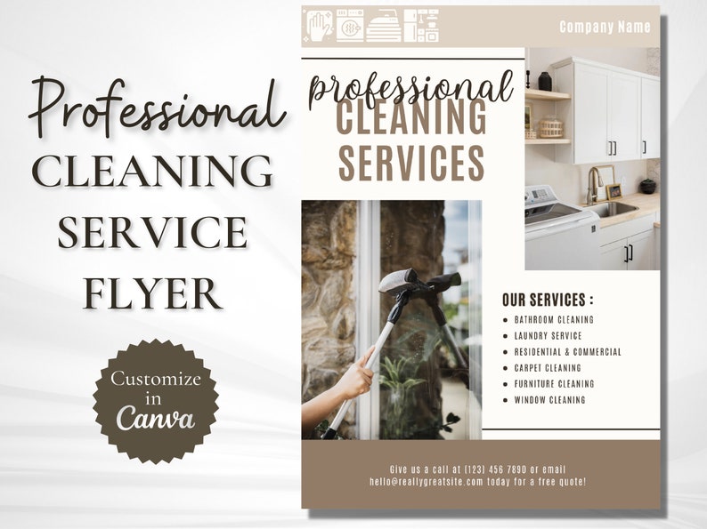 Flyer Kitchen Clean Cleaning Business Flyer Template Customizable in Canva, Professional ...