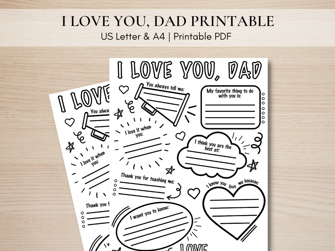 All About My Dad Printable Card, I Love You Dad, Fill in the Blank Card ...