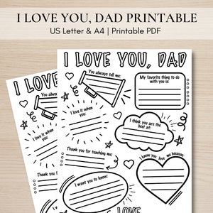 All About My Dad Printable Card, I Love You Dad, Fill in the Blank Card, Father&#39;s Day Gift, Interview Questionnaire, Birthday Gift for Dad