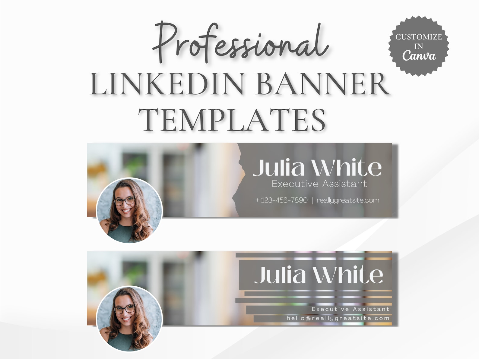 Professional Linkedin Banners Customizable in Canva, Personalized ...