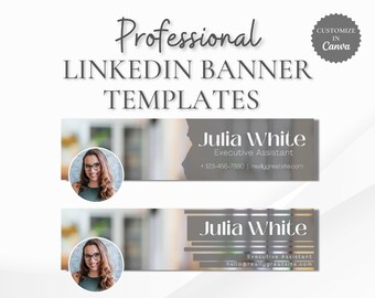 Professional LinkedIn Banners Customizable in Canva, Personalized Header Template for Working Professionals LinkedIn Profile