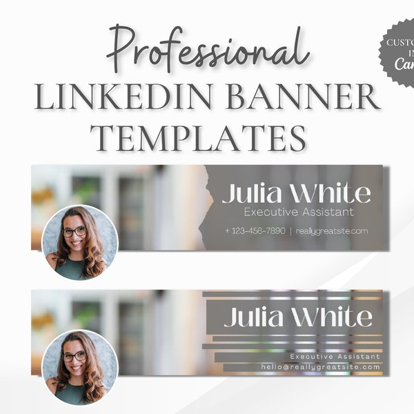 Professional LinkedIn Banners Customizable in Canva, Personalized Header Template for Working Professionals LinkedIn Profile