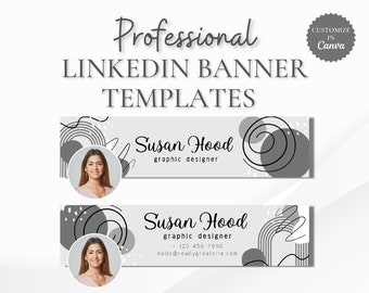 Banners profesionales de LinkedIn personalizables en Canva, plantilla de encabezado personalizada para diseño gráfico Perfil de LinkedIn