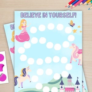 Princess Sticker Chart, Printable Princess Reward Chart, Girls Potty Chart, Kids Reward Chart, Cute Behavior Chart