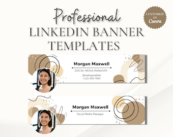 Beige Professional LinkedIn Banner Template, Editable Canva LinkedIn Header, Creative LinkedIn Background