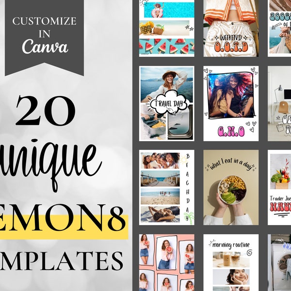 Lemon8 Templates Customizable in Canva, Cute Lemon8 Posts, Social Media Post Templates, Content Creator and Influencer Templates