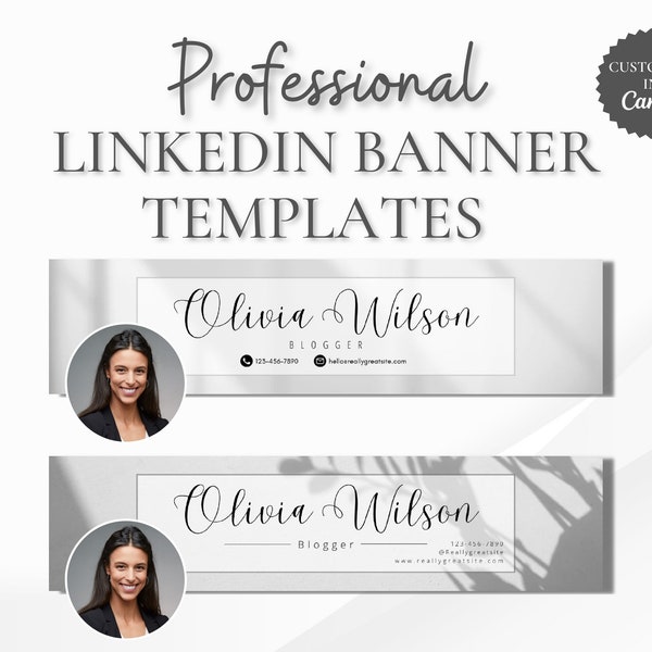 Professional LinkedIn Banners Customizable in Canva, Personalized Header Template for Working Professionals LinkedIn Profile