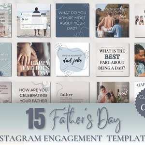 Father’s Day Instagram Post Templates Editable in Canva, Father’s Day Engagement Posts, Instagram Dad Day Post Editable Templates