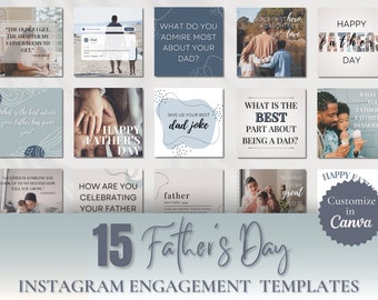 Plantillas de publicaciones de Instagram del Día del Padre editables en Canva, Publicaciones de compromiso del Día del Padre, Plantillas editables de publicaciones del Día del Papá de Instagram
