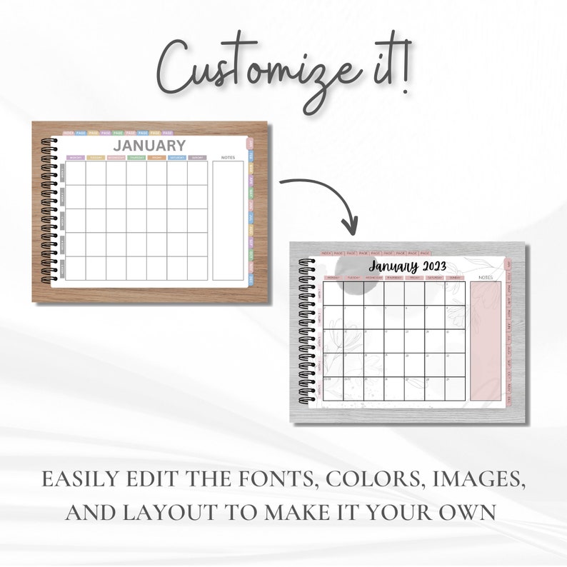 Undated Digital Planner Template Customizable in Canva Etsy