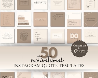 Plantillas de Instagram con citas motivacionales neutrales para publicaciones e historias editables en Canva, plantillas de redes sociales para pequeñas empresas