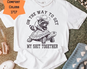 Comfort Colors Vintage Raccoon Tee , Gift For Friend, Raccoon Turtle Meme Shirt, Trendy Trash Panda Meme Gift, Sarcastic Tshirt
