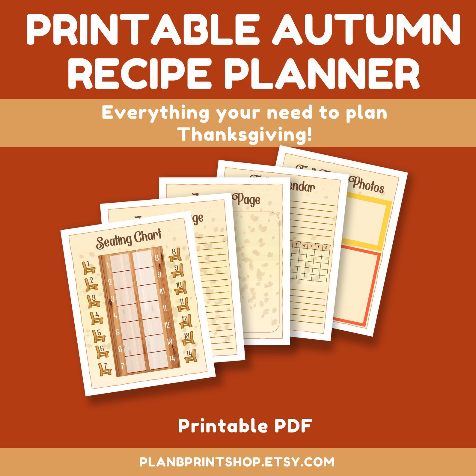 Printable Autumn Recipe Planner Favorite Recipes - Etsy