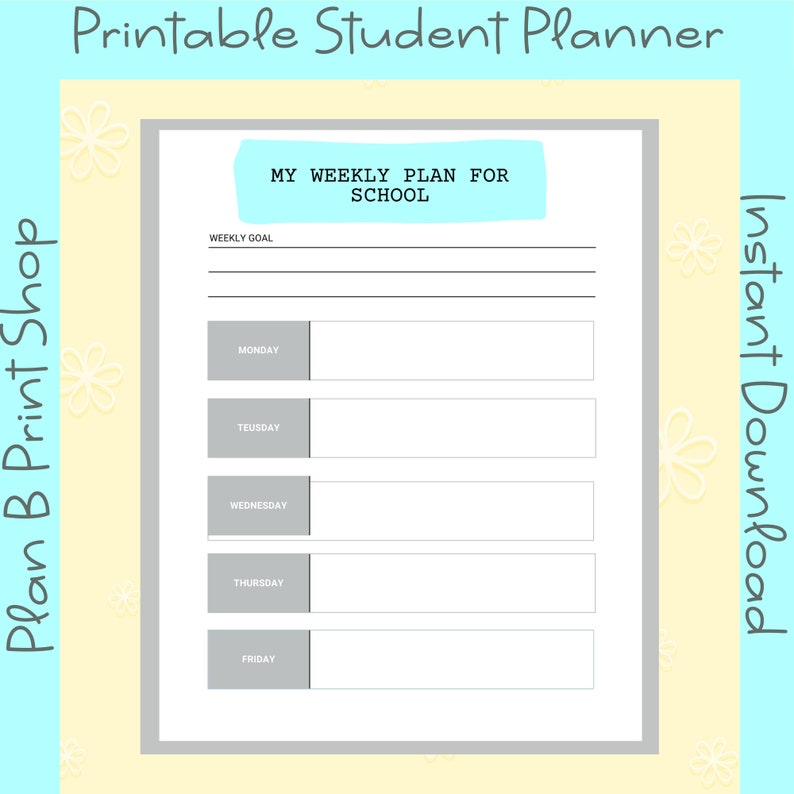 Printable Planner Middle School