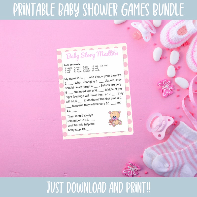 Printable Baby Shower Games Bundle Baby Shower Activity Game Etsy