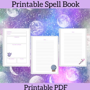 Printable Spell Book, Grimoire Pages, Spell Template, Rituals, Witch ...