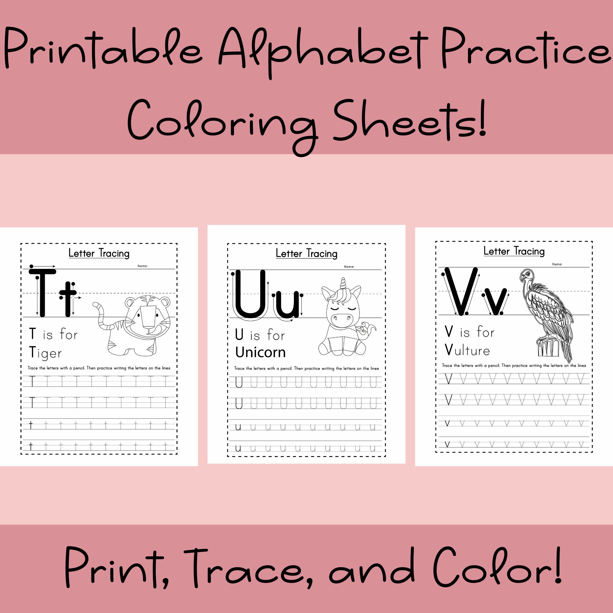 Printable Letter Tracing Book Handwriting Practice - Etsy