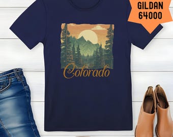 Maglietta vintage da montagna del Colorado, abbigliamento da avventura per gli amanti della natura, regalo per la festa del papà, regalo per escursionisti, maglietta da viaggio, stile estivo, retrò