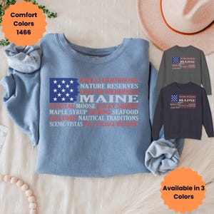 Maine Flag Sweatshirt, Shirt For Maine Lover, Attractions of Maine, Unisex Lightweight Crewneck Sweatshirt