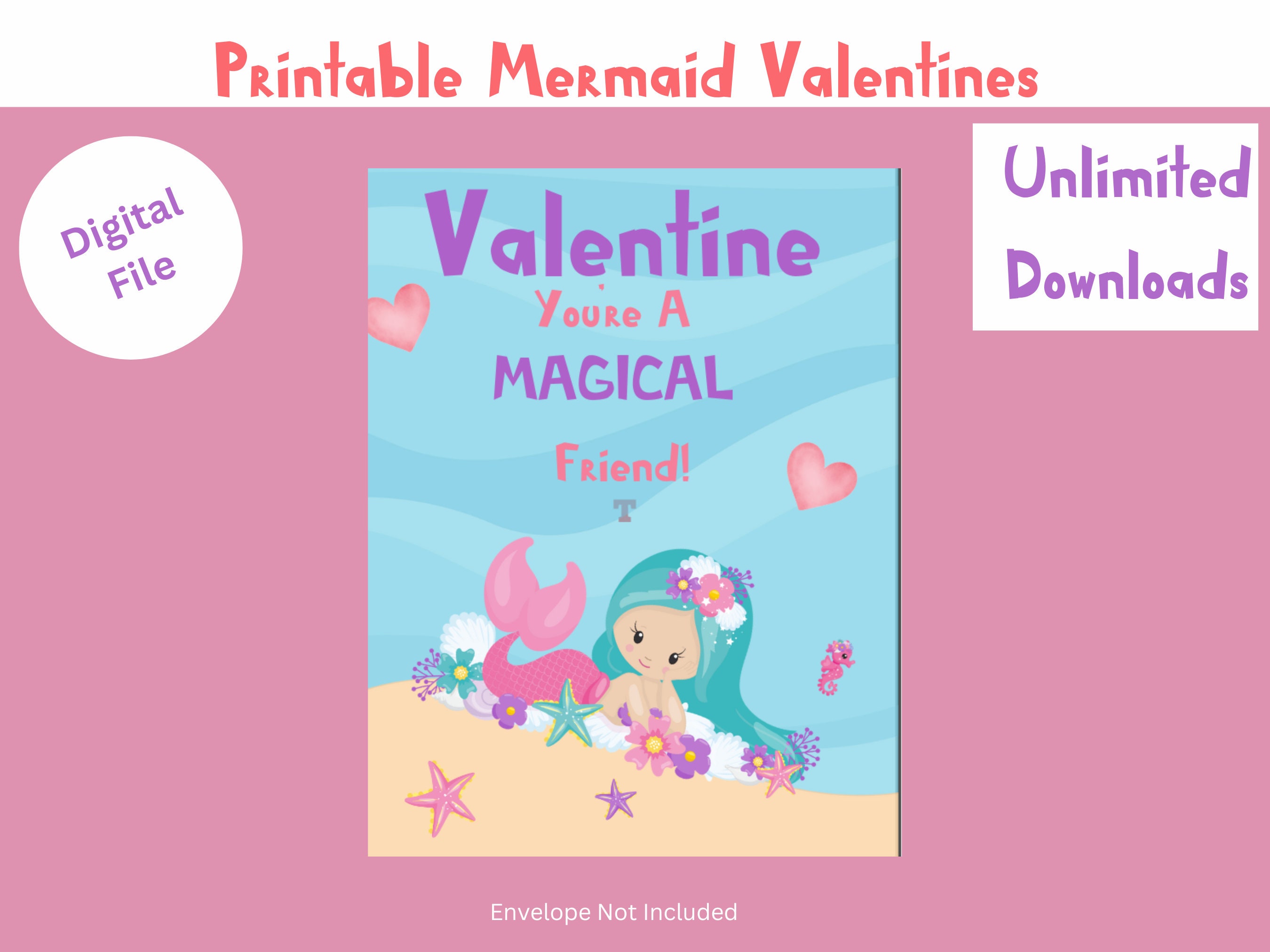 Printable Mermaid Valentine's Day Cards for Kids, Cards for Kids ...