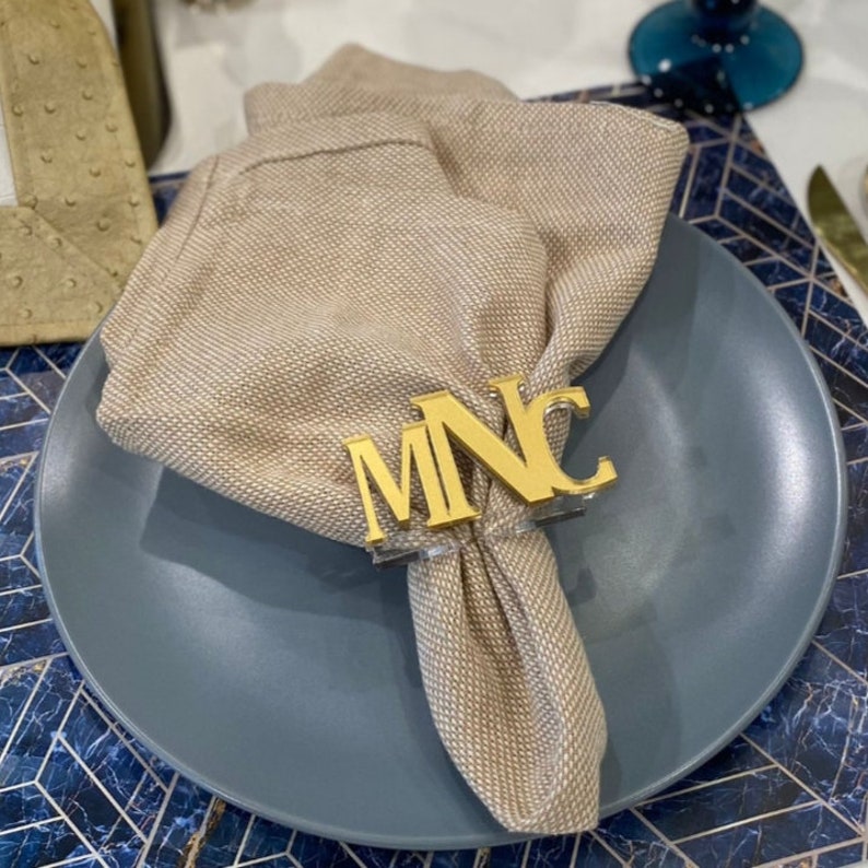 Monogrammed personalized custom lucite napkin rings. Available in many colors. Super strong. image 6
