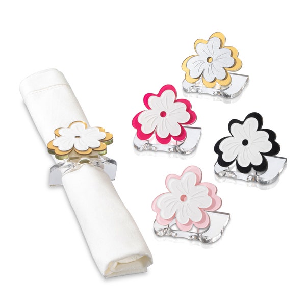 Flower Lucite Napkin Rings