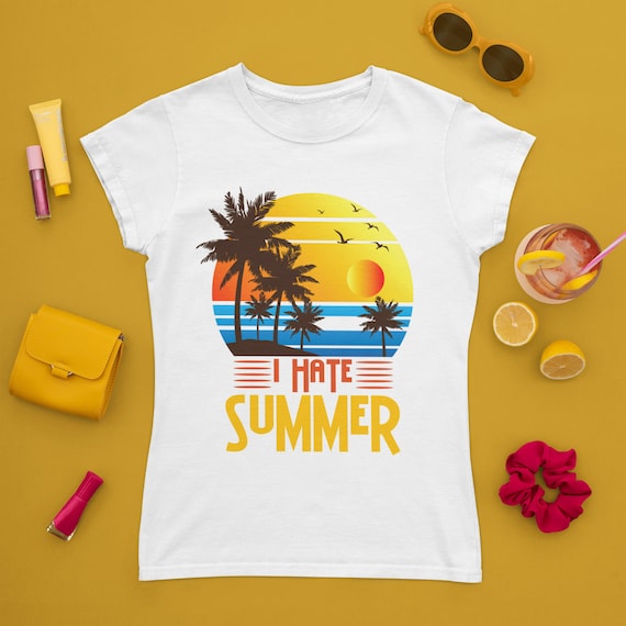 I Hate Summer short sleeve graphic t-shirt Palm Tree shirt | Etsy