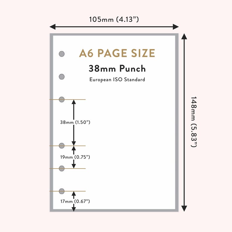Blank Paper Page Refills for Planner, Ring, Discbound, A6 Size, Refill