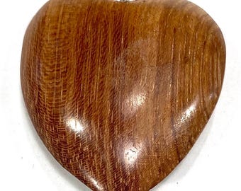 Bubinga Heart Pendant Necklace with Silver Chain.